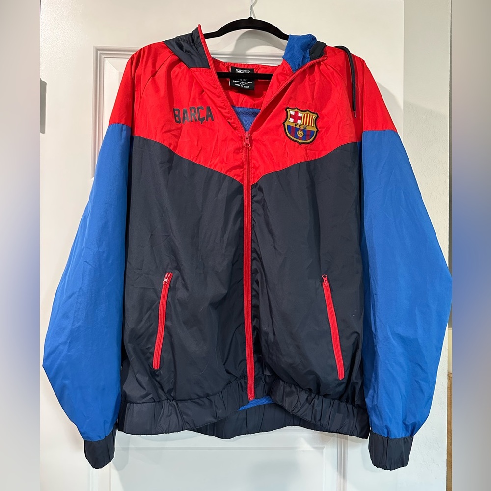 FC Barcelona Official Waterproof Lightweight Rain Jacket Barcelona Training L